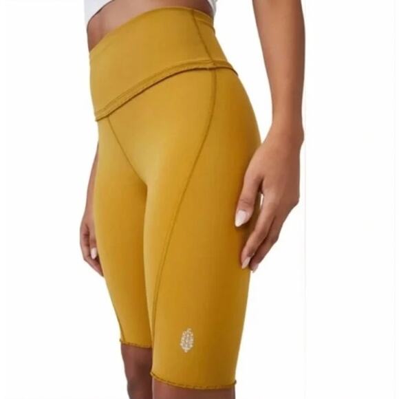 Free People Womens Heart Rate Shorts Alchemy Mustard Yellow Size M Medium - Picture 2 of 7